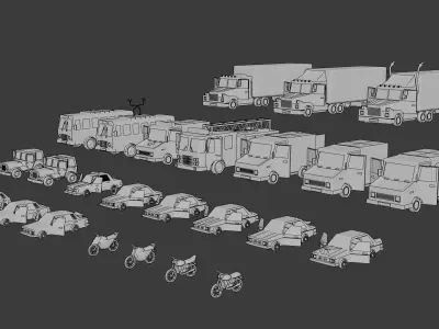 Stylized lowpoly vehicle pack - L-poly 3D models Low-poly 3D model