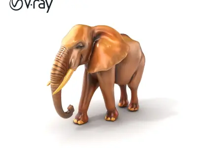 Elephant with Natural Scratches D model pack Low-poly 3D model