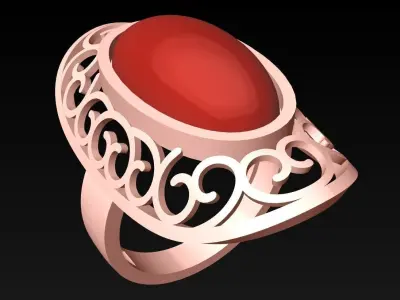 Oval Stone Ring - Womens Rings - GN227 3D print model