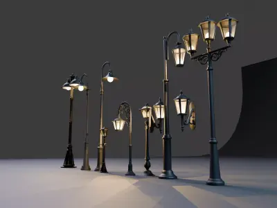 Street Light Pack Gameready Low-poly 3D model
