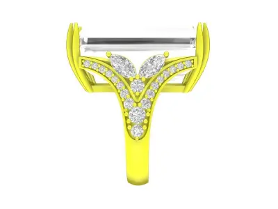 7042 luxury emeral diamond women ring 3D print model