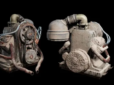 Retro vintage battle race suv car four-wheel drive lvl2 da1 Low-poly 3D model