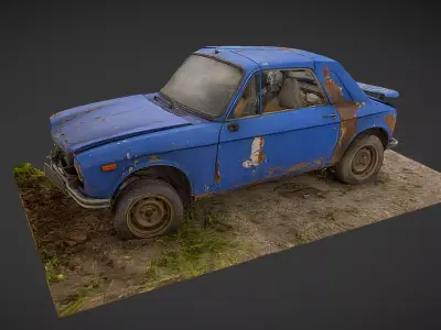 Blue Rusty Relic  Echoes of Industry in Faded Steel 3D model