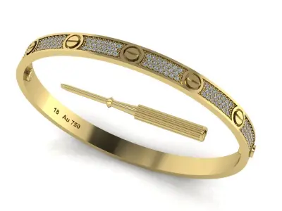 Love Bracelet With Diamonds - Size 17 3D print model