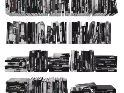 Books 150 pieces 3-6-1 Low-poly 3D model