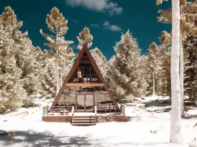 wooden cabin in forest Free low-poly 3D model