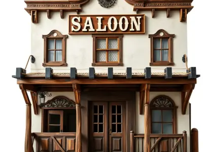 Western Saloon Building Model Pack Low-poly 3D model