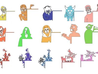 HALLOWEEN DOOR OR WINDOW CORNER SET OF 15 MODELS VOL 2 3D print model