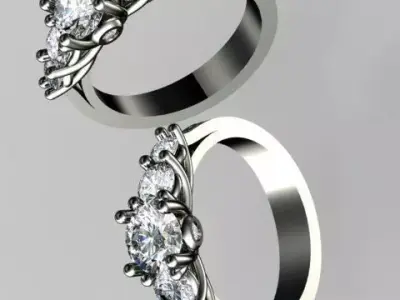 5 Diamond Solitaire Engagement Rings 3D print model