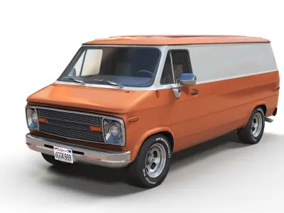 Custom american van Low-poly 3D model