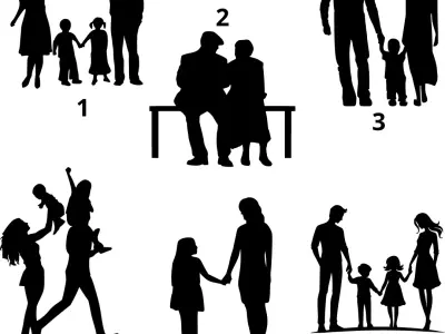 Family Silhouette Wall Decoration 1 - 3D Printable STL File 3D print model