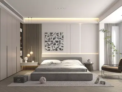 Modern Bedroom Scene 25 3D model