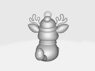 Cute Christmas Reindeer Ornament Festive Red-Nosed Reindeer 3D print model