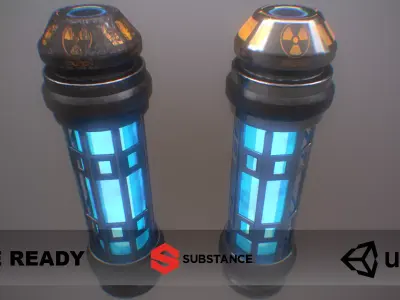 PBR Retro Sci-Fi Energy Cell UPDATED WITH LODs Free low-poly 3D model