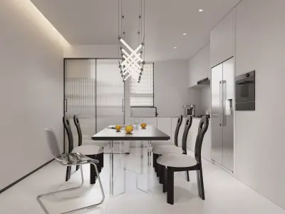 Modern living room dining room interior scenes 330 3D model