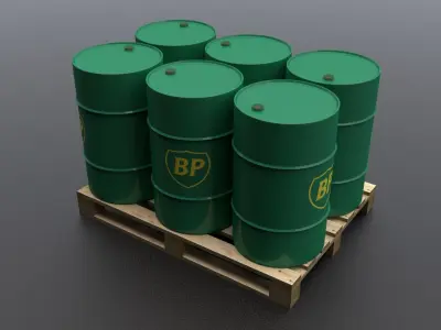 BP Barrel With Pallet Low-poly 3D model