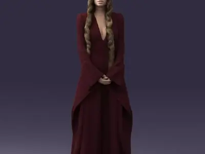 000306 Fantasy Lady in Burgundy Dress 1105 3dp 3D print model