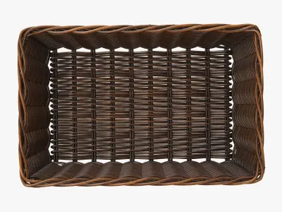 Wicker basket rectangular 01 dark brown 3D model