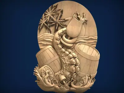 Carved panel painting STL 3D model 31