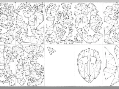 Papercraft BIG UNICORN Low Poly Papercraft Horse Digital  3D model