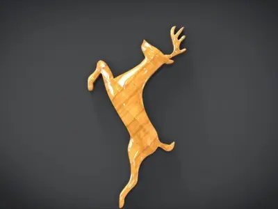 Wooden Deer shaped decoration Low-poly 3D model