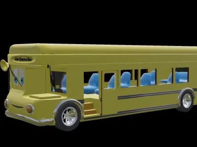 cartoon bus Low-poly 3D model