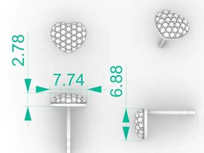Heart-shaped diamond earrings  3D print model