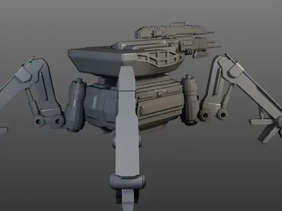 Spider-Tank sci - fi robot Free low-poly 3D model