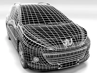 PEUGEOT 207 SW FACELIFT LOWPOLY Low-poly 3D model