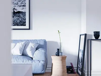 White Living Room Interior scene 3D model