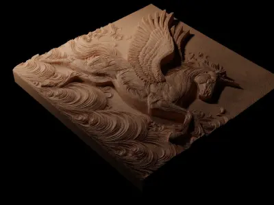 Flying Unicorn CNC 3d Print High Relief Sand Casting 3D print model