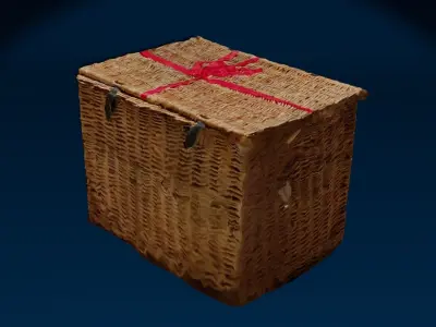 Wicker Box Chest Photoscan With Bow Low-poly 3D model