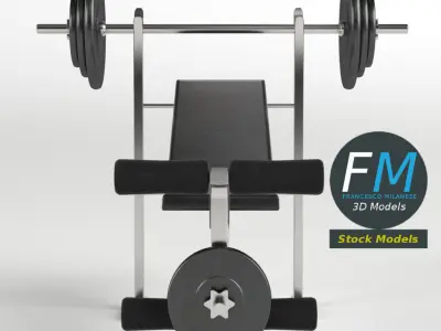 Gym equipment bench weight 3D model