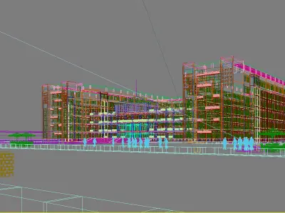 3D Campus School Buildings 002 3D model