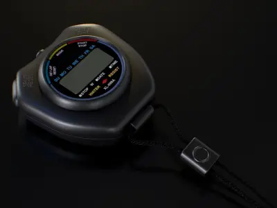 Stopwatch digital thermometer with cord Low-poly 3D model