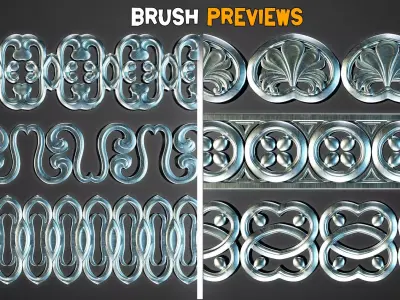 50 Ornamental Trim Brushes   Vol 46 Low-poly 3D model