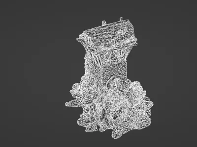 Collapsed Medieval Watchtower Ruin 3D model