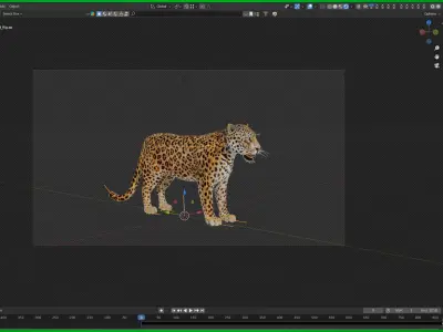 Amur Leopard Low-poly 3D model
