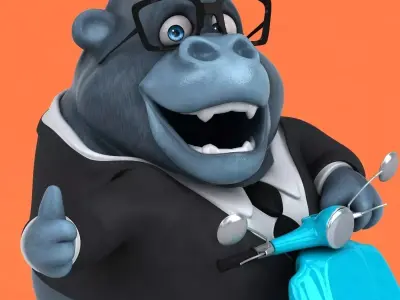 Fun cartoon gorilla 3D model