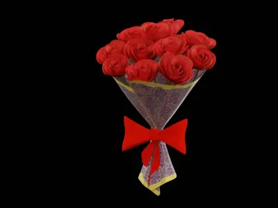 Red Flowers Bouquet Low-poly 3D model