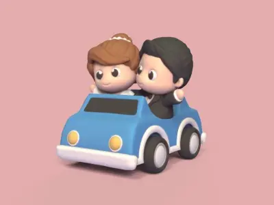 Bride Groom Car 3D print model