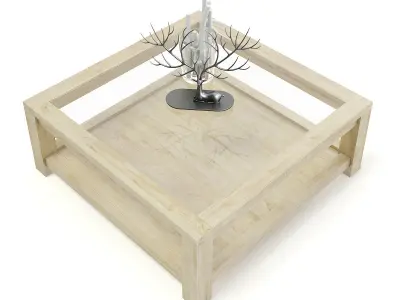 Wood and Glass Coffee Table 3D model