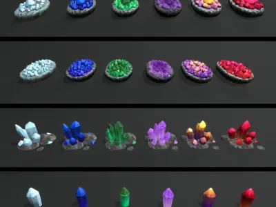 PBR Crystals Pack Free 3D model