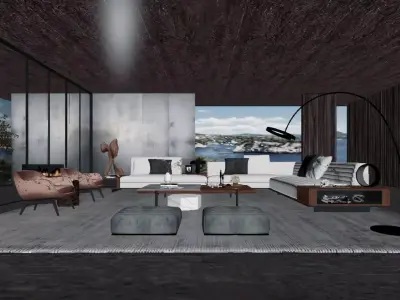 Italian-Style Minimalist Living Room 3D model