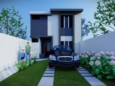3 Bedroom House Model Low-poly 3D model