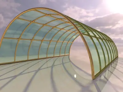 Structure with connections arched architectural space frame 3D model