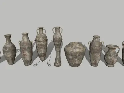 vase set greek vases Low-poly 3D model