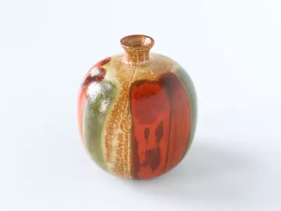 Tiny Vintage Painted Wooden Vase Pot 3D model