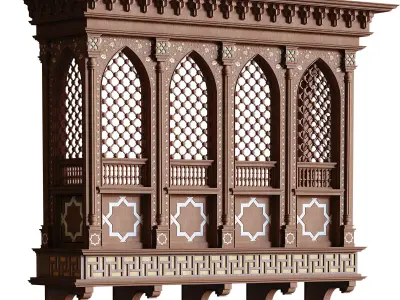 islamic arabic mashraba and windows element set 584 3D model