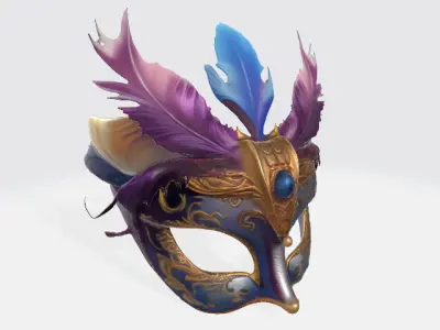 Luxury Venetian Masquerade Mask Low-poly 3D model